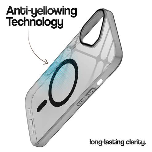 Apple iPhone 17 Premium Crystal Clear Anti-Yellowing Wireless Charging Support Case - Crystal Black