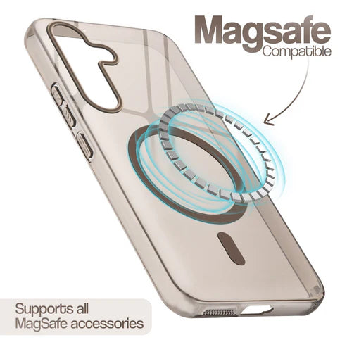 Samsung S25 5g Crystal Clear Anti-Yellowing Wireless Charging Support Case - Crystal Gold