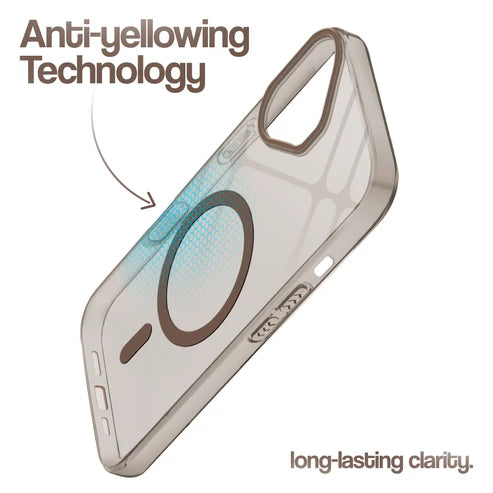Apple iPhone 16 Premium Crystal Clear Anti-Yellowing Wireless Charging Support Case - Crystal Gold