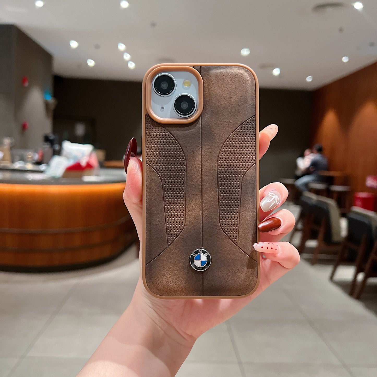 Apple iPhone 14 Plus Luxury Branded Car Logo Leather Designer Case- BMW 2