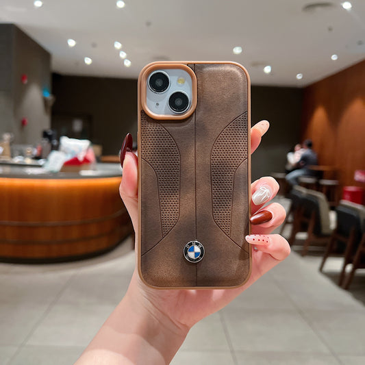 Apple iPhone 13 Luxury Branded Car Logo Leather Designer Case- BMW 2