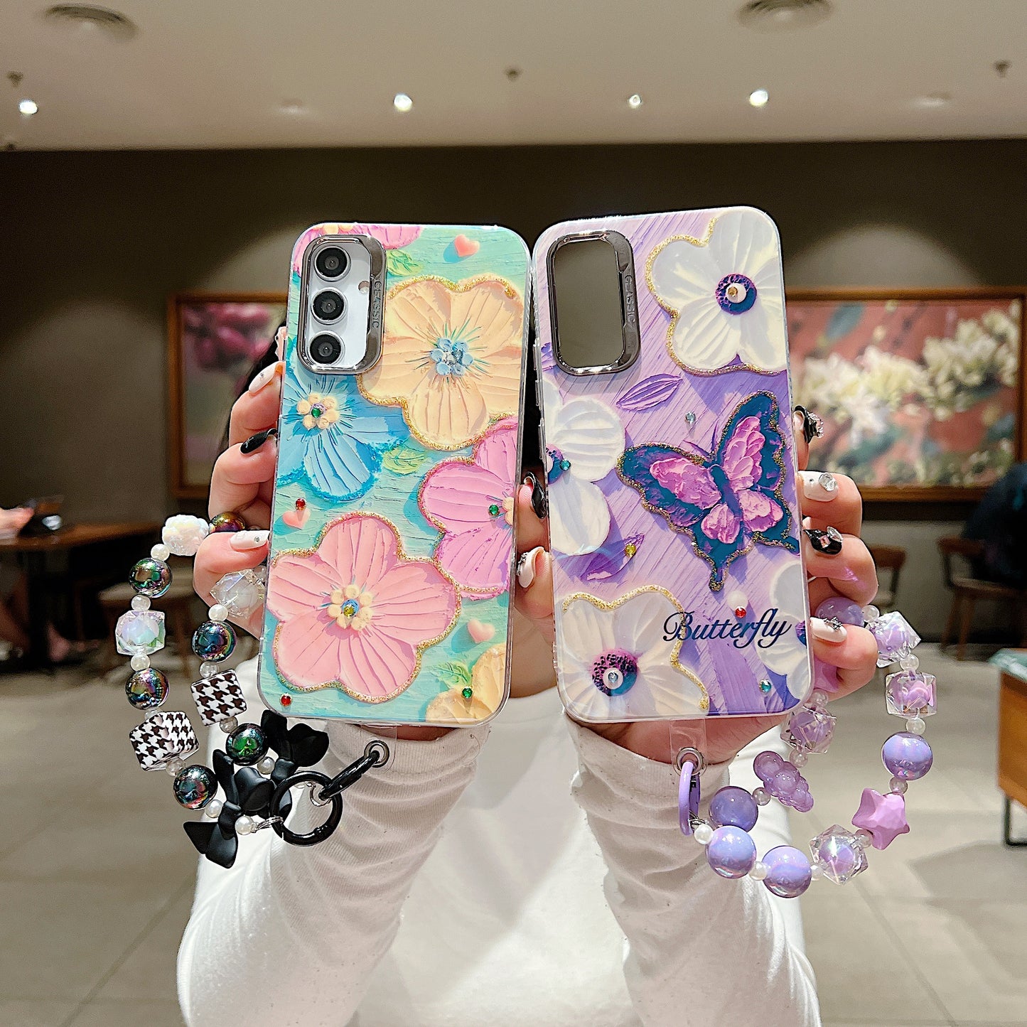 Samsung A34 5G 3D Hot Trending Charms Rhinestone Flowers case - Pattern 2