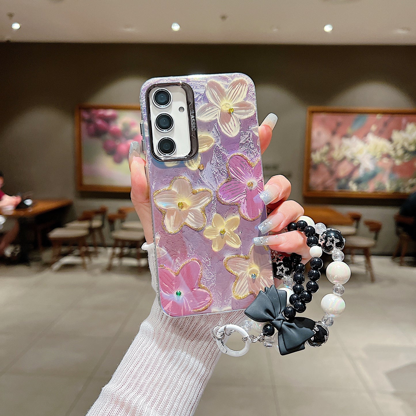 Samsung A35 5G 3D Hot Trending Charms Rhinestone Flowers case - Pattern 1
