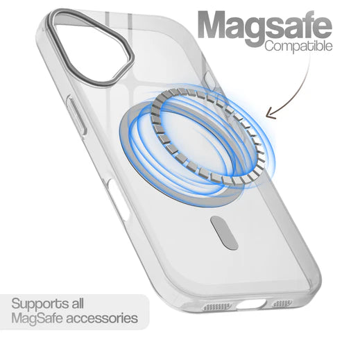 Apple iPhone 17 Premium Crystal Clear Anti-Yellowing Wireless Charging Support Case - Crystal Grey