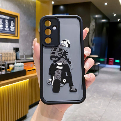 Samsung A35 5G Moto Rider Soft Silicone Cute 3D Cartoon Back Cover Case - Moto Rider