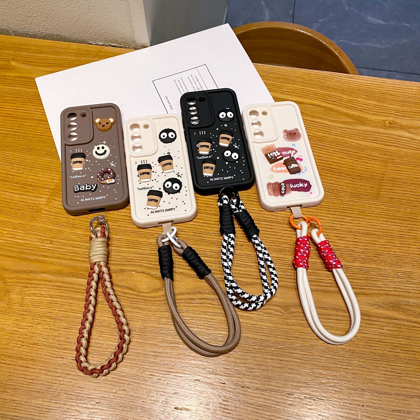 Samsung S23 5G Coffee Soft Silicone Lanyard Back Cover Case - Lanyard 2