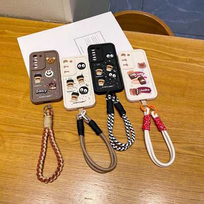 Samsung S21 FE 5G Coffee Soft Silicone Lanyard Back Cover Case - Lanyard 2