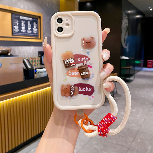 Apple iPhone 11/12 Coffee Soft Silicone Lanyard Back Cover Case - Lanyard 2