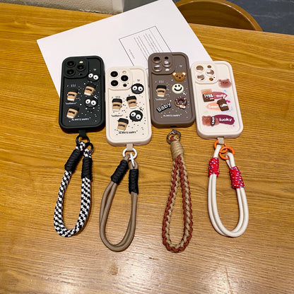 Apple iPhone Pro Series Coffee Soft Silicone Lanyard Back Cover Case - Lanyard 1
