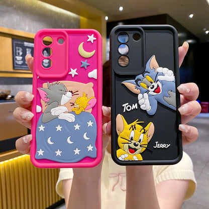 Samsung S22 5G Tom & Jerry Soft Silicone Cute 3D Cartoon Back Cover Case - Tom & Jerry