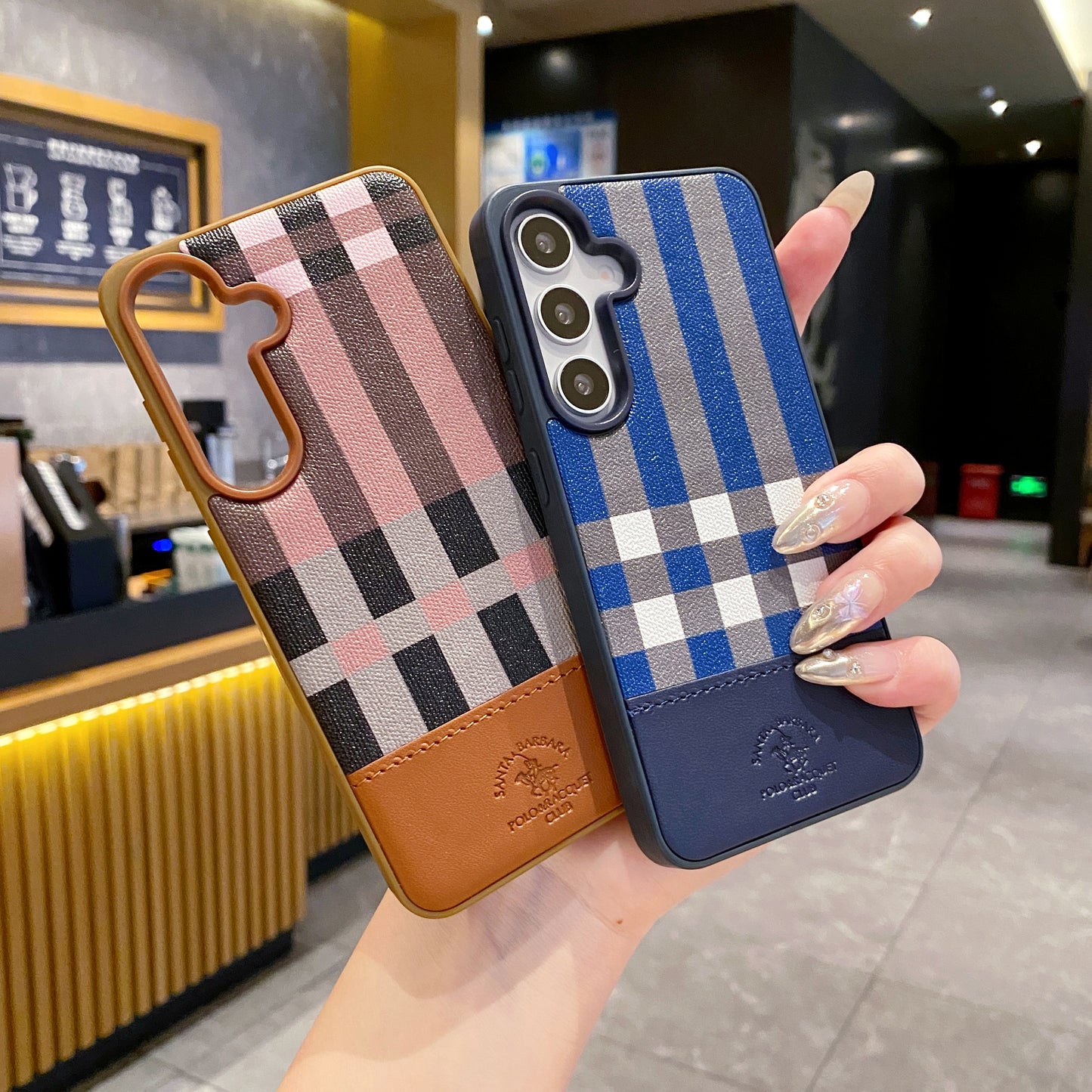 Samsung S24 FE 5G Branded Premium Polo Leather Back Case - Blue