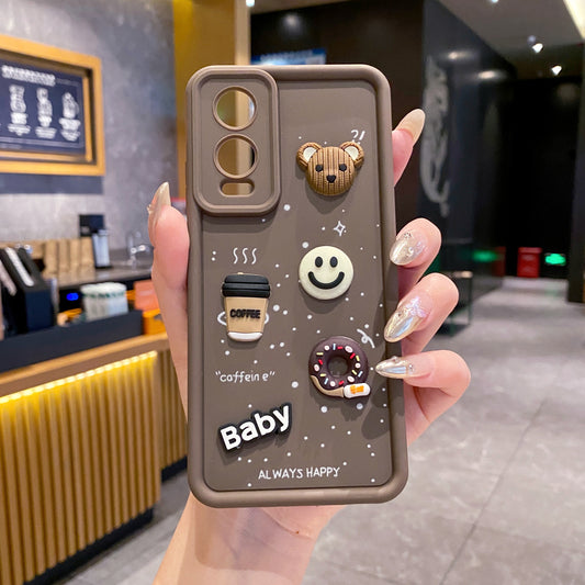 OnePlus Nord CE 4 Lite 5G Coffee Soft Silicone Cute 3D Cartoon Back Cover Case - Brown