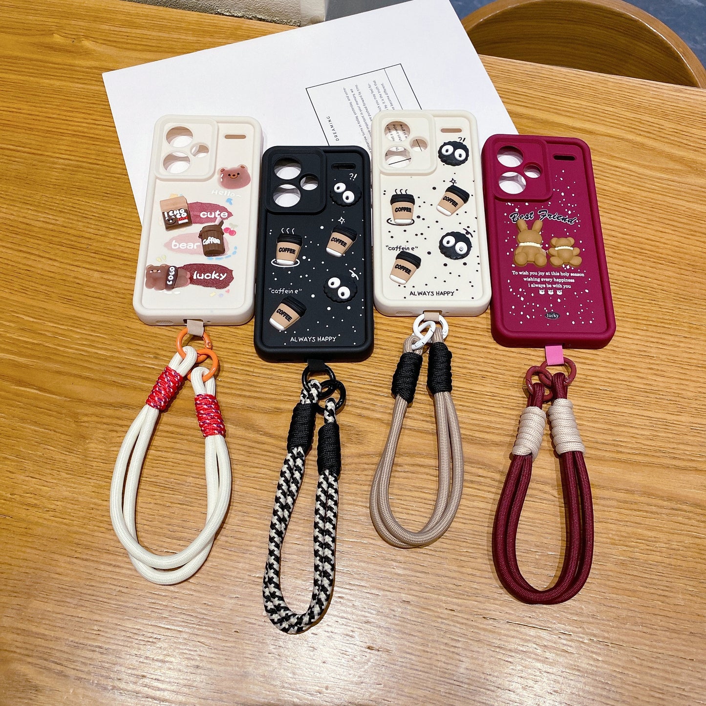 Redmi Note 13 Pro Plus 5G Coffee Soft Silicone Lanyard Back Cover Case - Lanyard 1