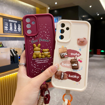 Samsung A34 5G Teddy Bear Soft Silicone Lanyard Back Cover Case - Lanyard 3