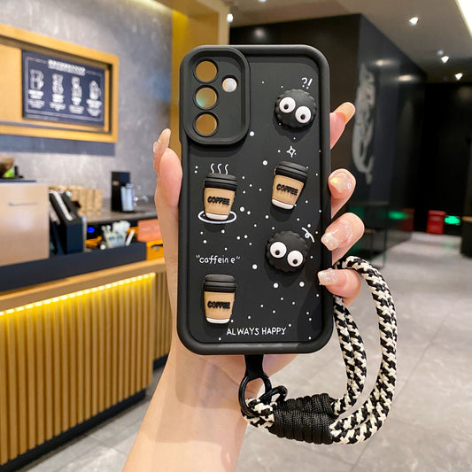 Samsung A34 5G Coffee Soft Silicone Lanyard Back Cover Case - Lanyard 1