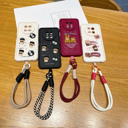 Realme 12/12X 5G Coffee Soft Silicone Lanyard Back Cover Case - Lanyard 3