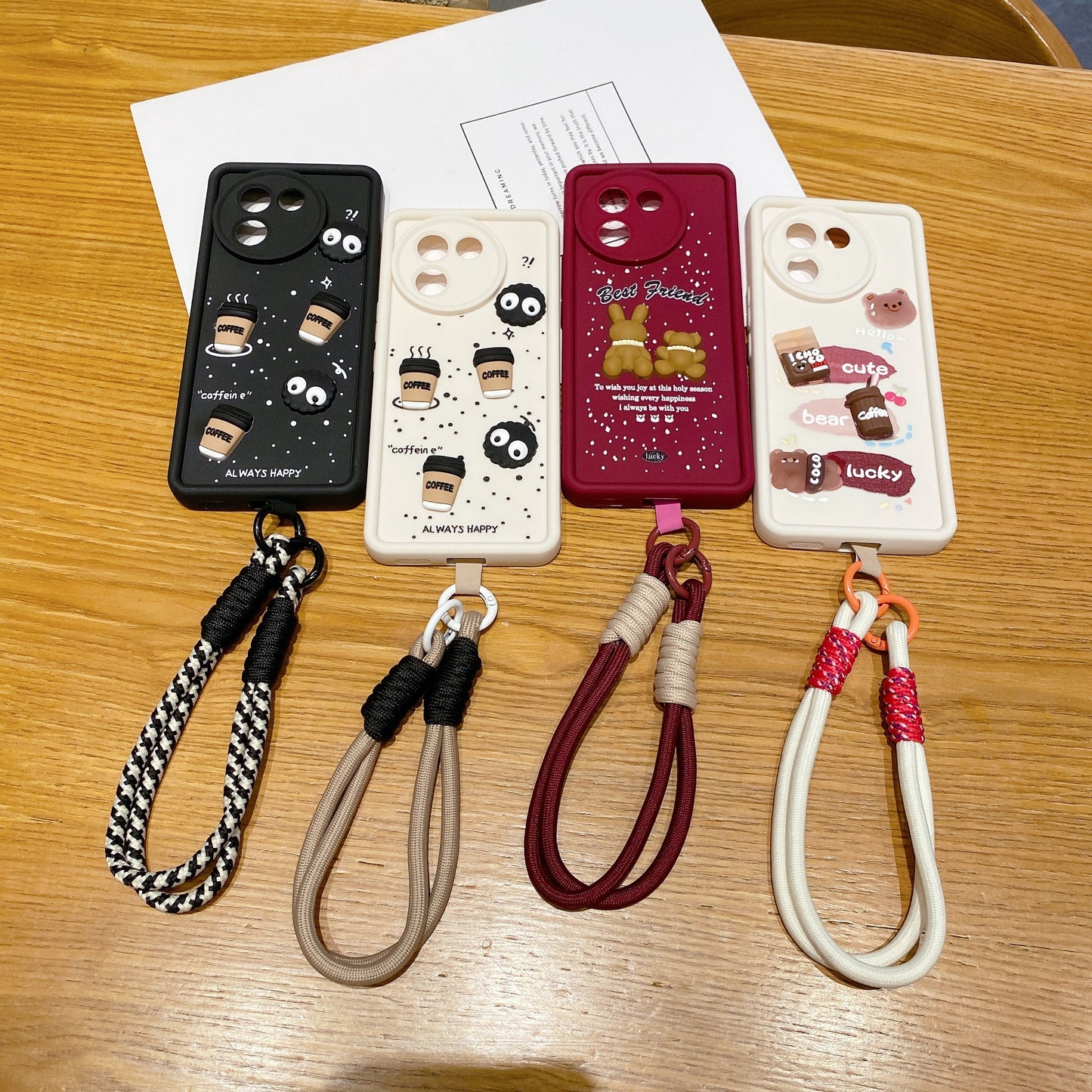 Vivo V30e 5G Coffee Soft Silicone Lanyard Back Cover Case - Lanyard 2