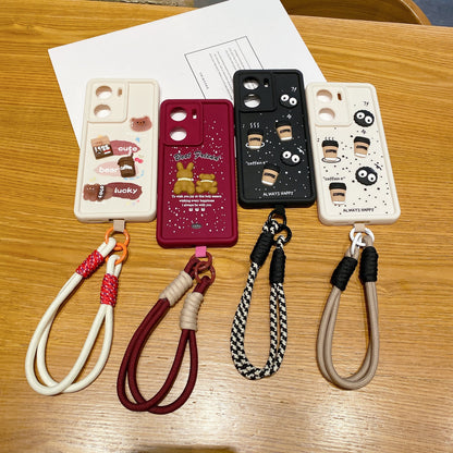 Vivo V29e 5G Coffee Soft Silicone Lanyard Back Cover Case - Lanyard 2