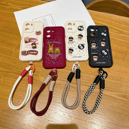 Vivo Y16 5G Coffee Soft Silicone Lanyard Back Cover Case - Lanyard 1