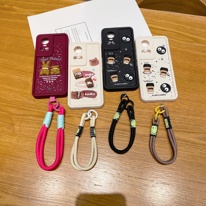 Oppo Reno 10/10 Pro 5G Coffee Soft Silicone Lanyard Back Cover Case - Lanyard 1