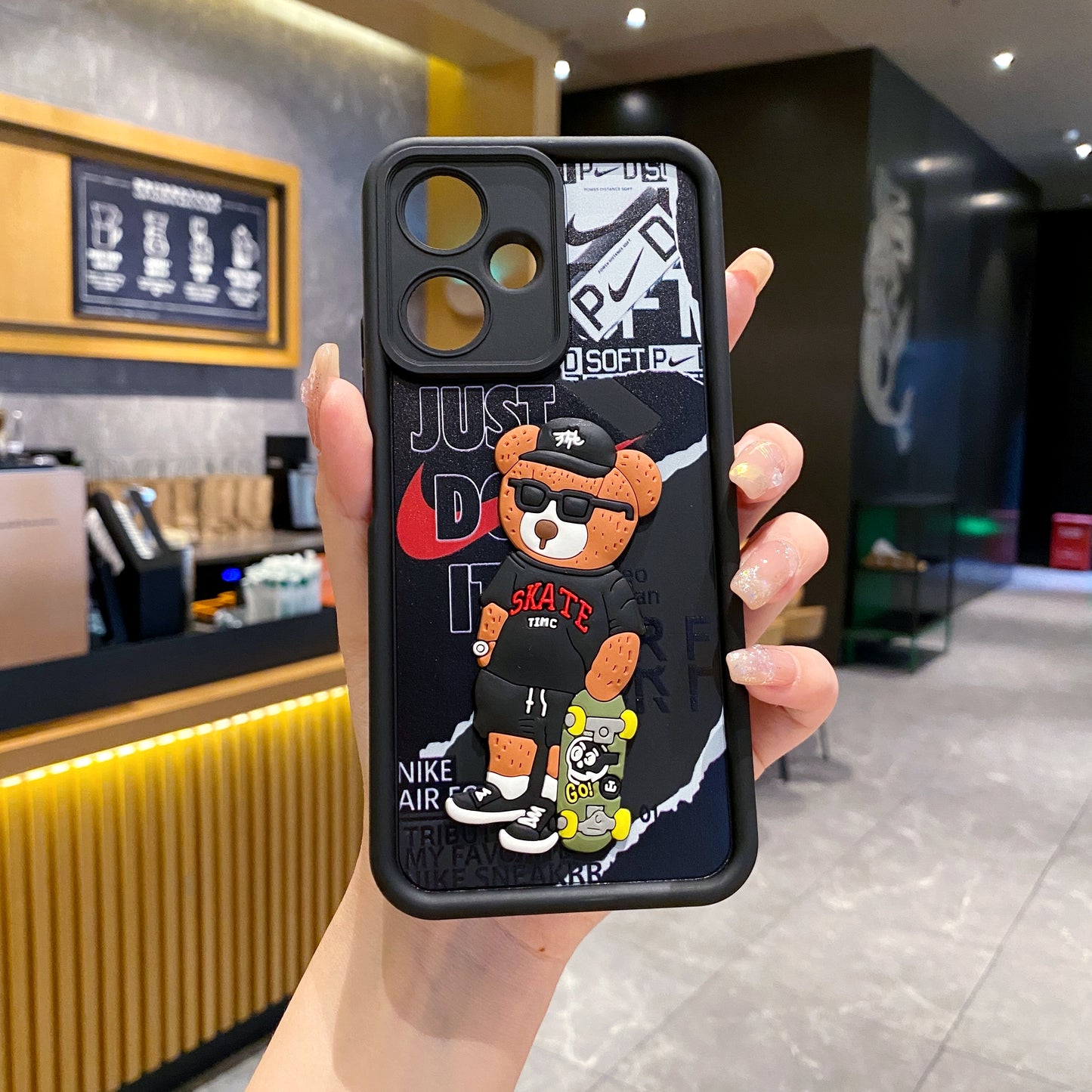 Redmi 13c 5G Bear Soft Silicone Cute 3D Cartoon Back Cover Case - Bear