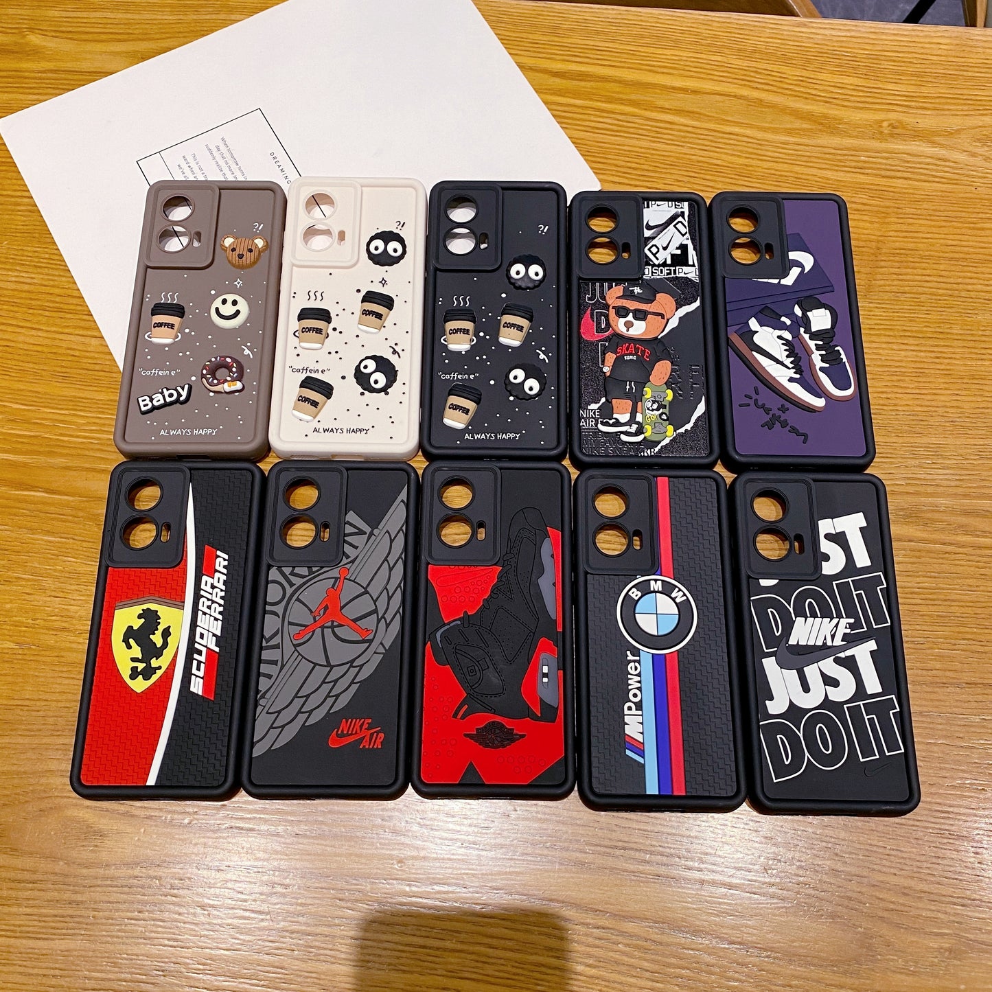 Motorola Moto G85 5G Coffee Soft Silicone Cute 3D Cartoon Back Cover Case - Black