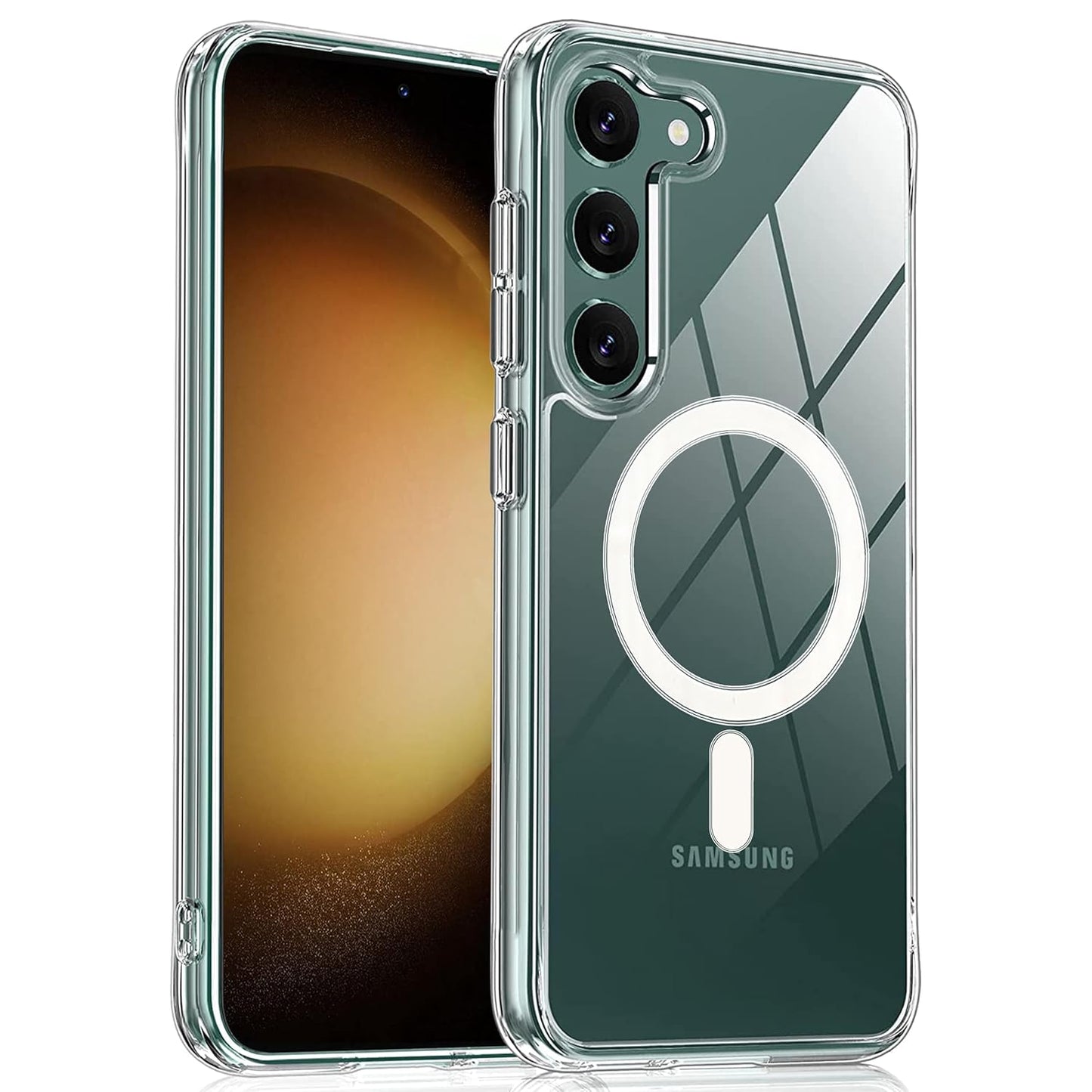Samsung S23 5g Anti Yellow Clear Magsafe Back Case Cover - White