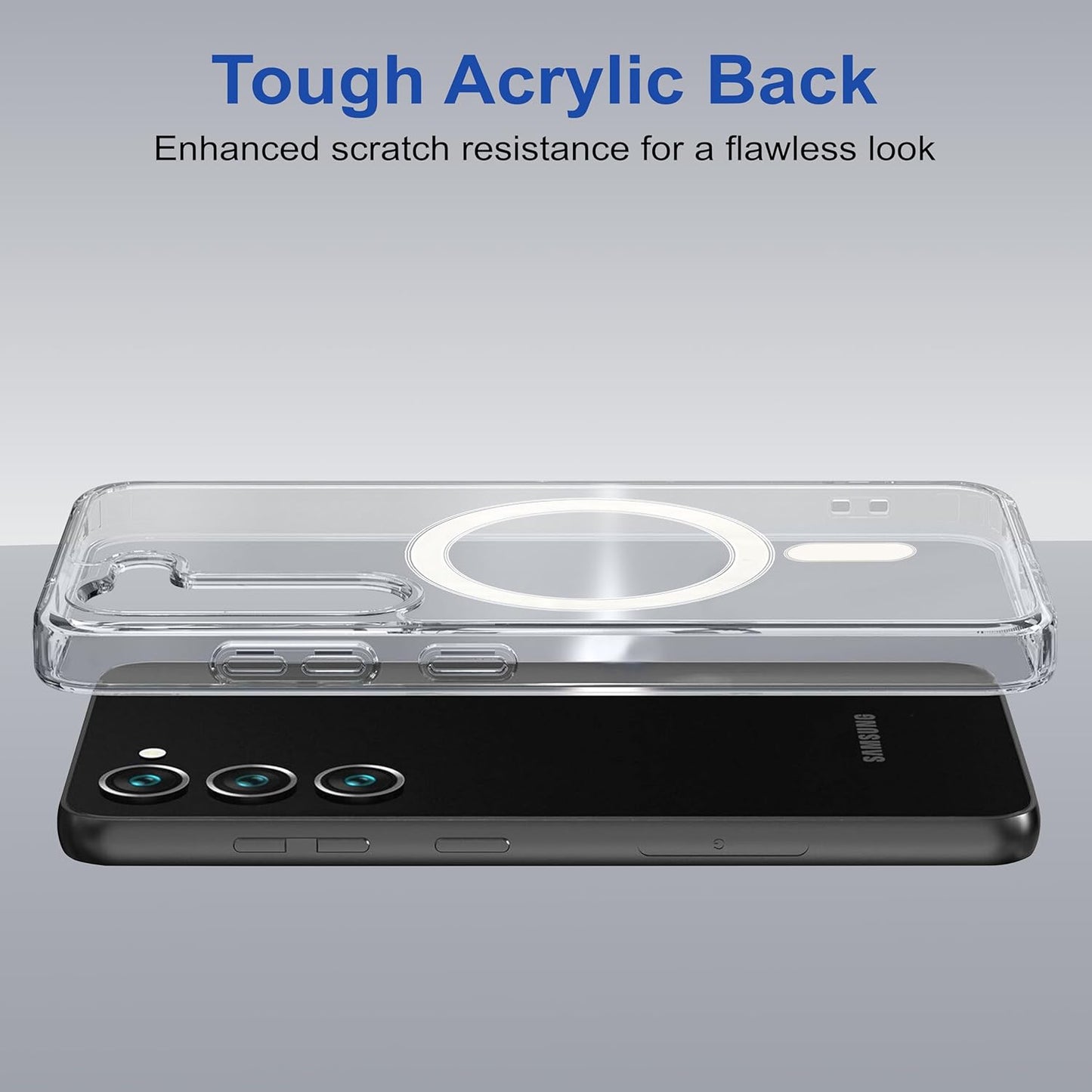 Samsung S23 5g Anti Yellow Clear Magsafe Back Case Cover - White