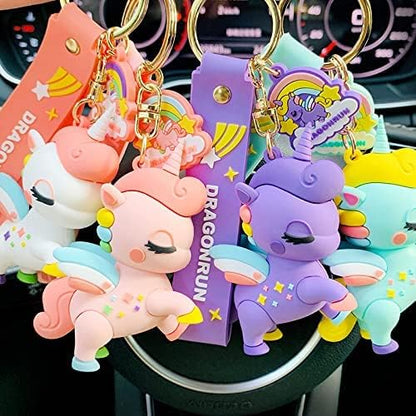 Combo (Pack Of 2) Cute Cartoon 3D Silicon PVC KeyRings - Unicorn 2
