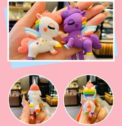Combo (Pack Of 2) Cute Cartoon 3D Silicon PVC KeyRings - Unicorn 4