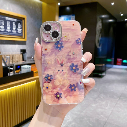 Apple iPhone Series 3D Hot Trending Rhinestone Flowers case - Pattern 6