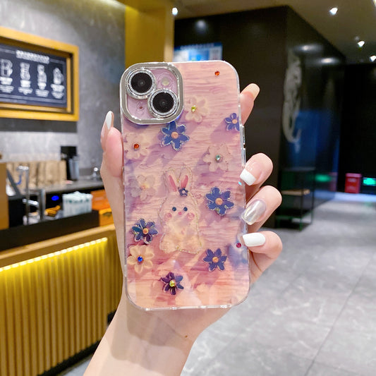 Apple iPhone Pro Series 3D Hot Trending Rhinestone Flowers case - Pattern 6