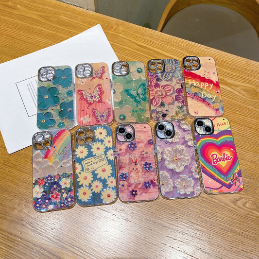 Apple iPhone Series 3D Hot Trending Rhinestone Flowers case - Pattern 3