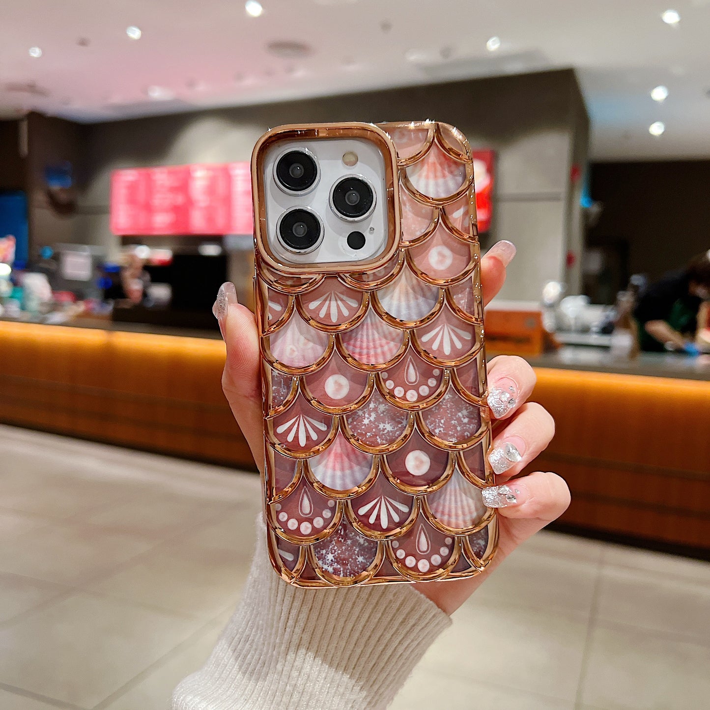 Apple iPhone Luxury Colorful Glitter Fish ||Mobile Phone Case (gold)