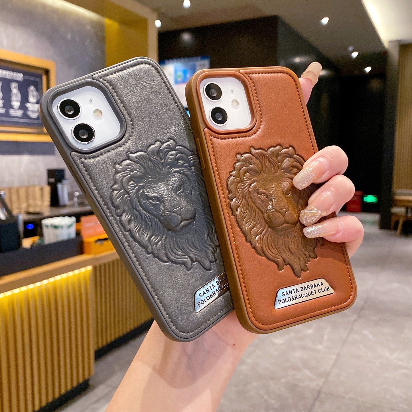 Apple iPhone 11 Branded Premium Lion Face Leather Back Case - Brown