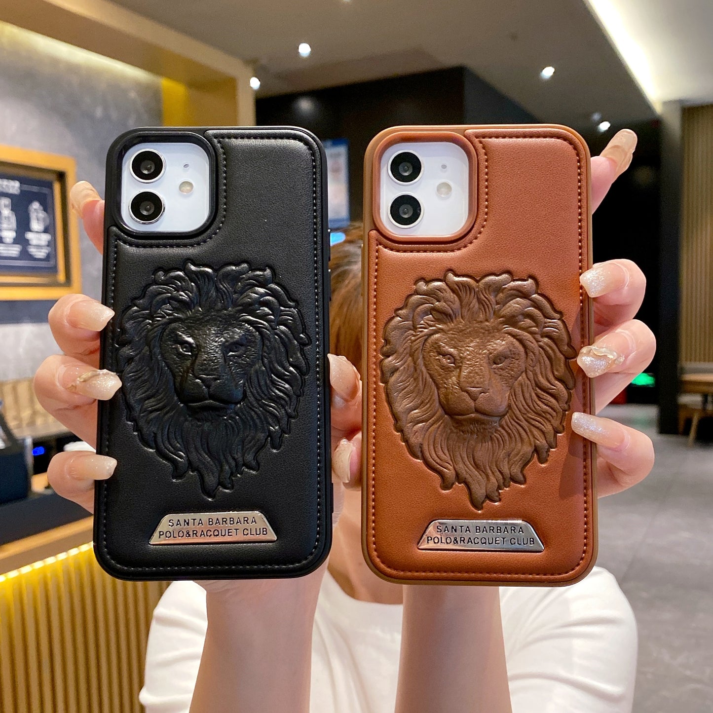 Apple iPhone 11 Branded Premium Lion Face Leather Back Case - Brown