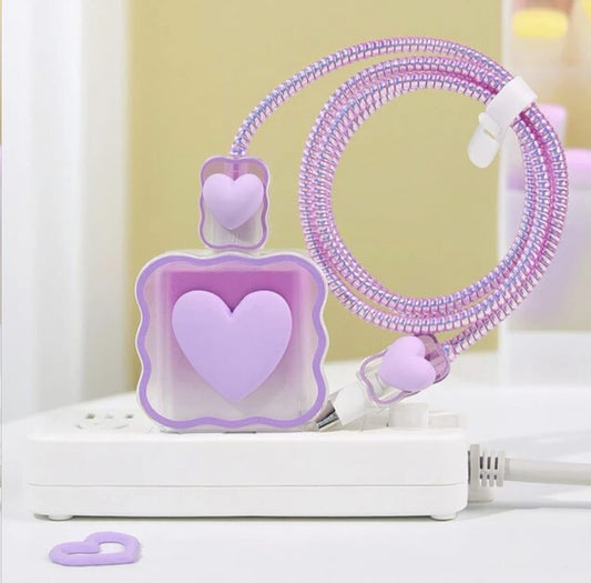 Apple iPhone 20W Charger Silicone Cartoon Case Cover - Pink Heart