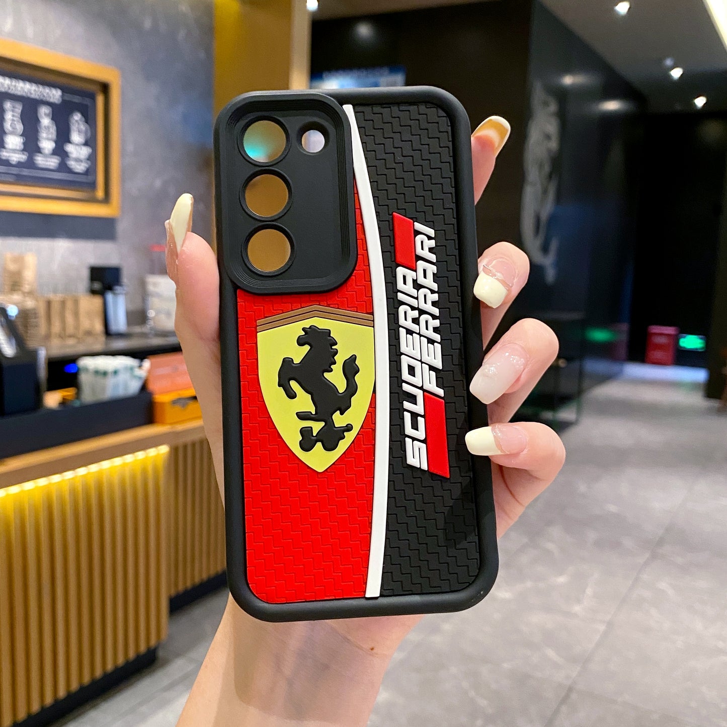 Samsung S21 FE 5G Ferrari Soft Silicone Cute 3D Cartoon Back Cover Case - Ferrari