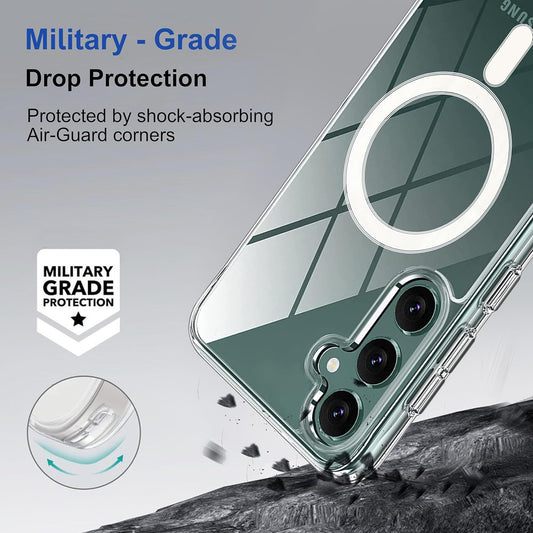 Samsung S23 Fe 5g Anti Yellow Clear Magsafe Back Case Cover - White