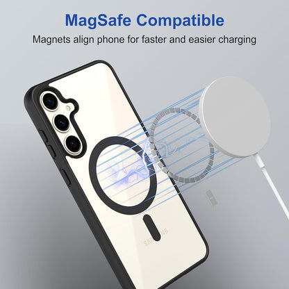 Samsung S24 5g Anti Yellow Clear Magsafe Back Case Cover - Black