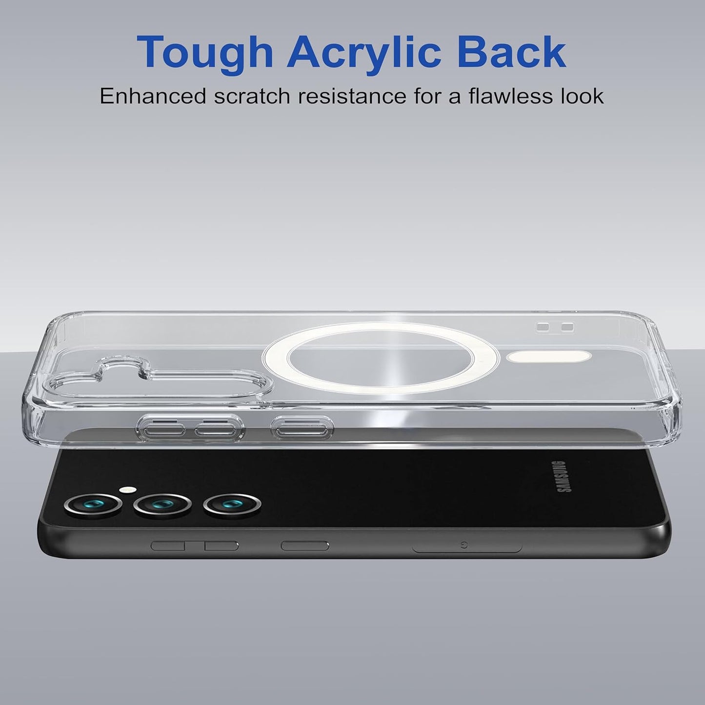 Samsung S23 Fe 5g Anti Yellow Clear Magsafe Back Case Cover - White