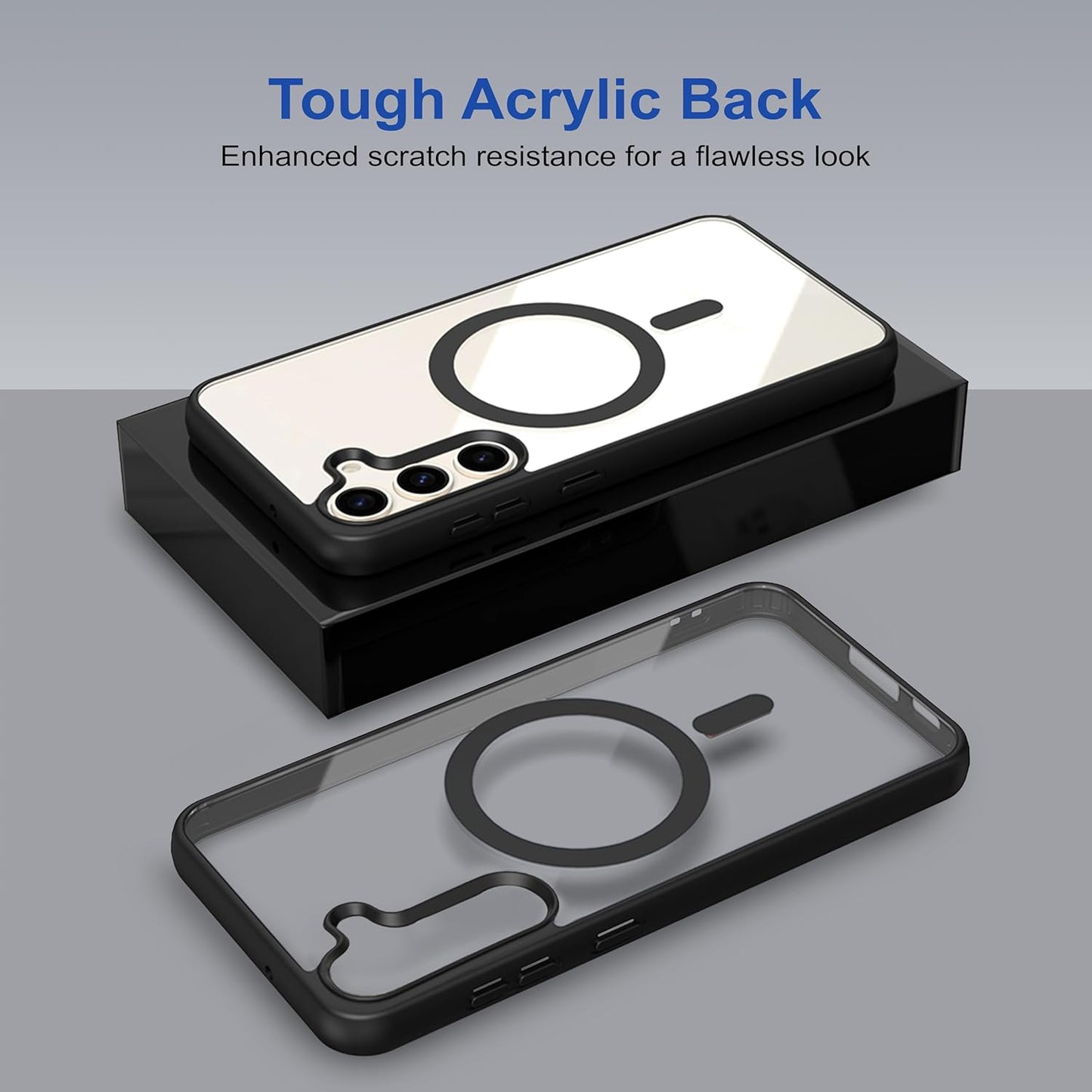 Samsung S23 Fe 5g Anti Yellow Clear Magsafe Back Case Cover - Black