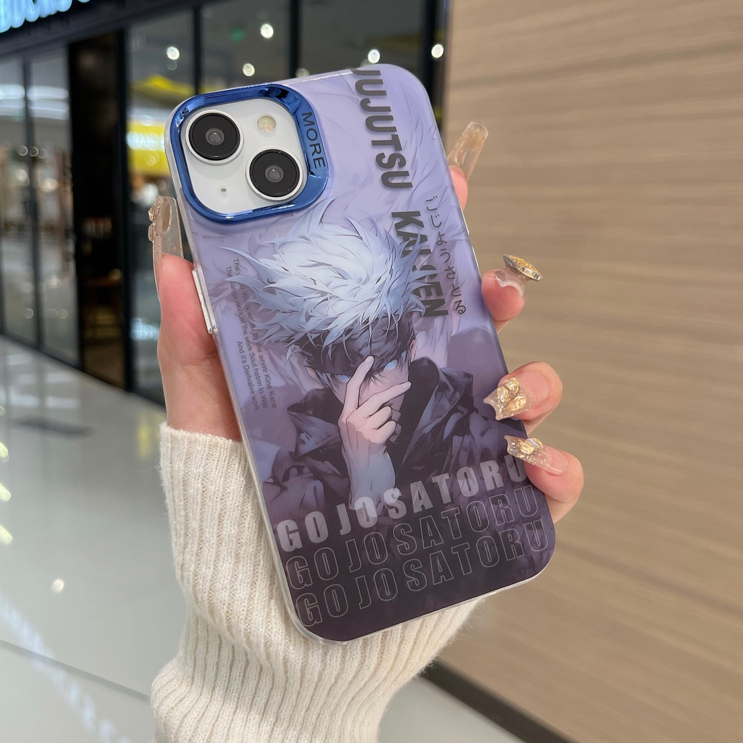 Apple iPhone 14 Plus/15 Plus Premium New Anime IMD Printed Gradient Back Case - Satoru Gojo 1