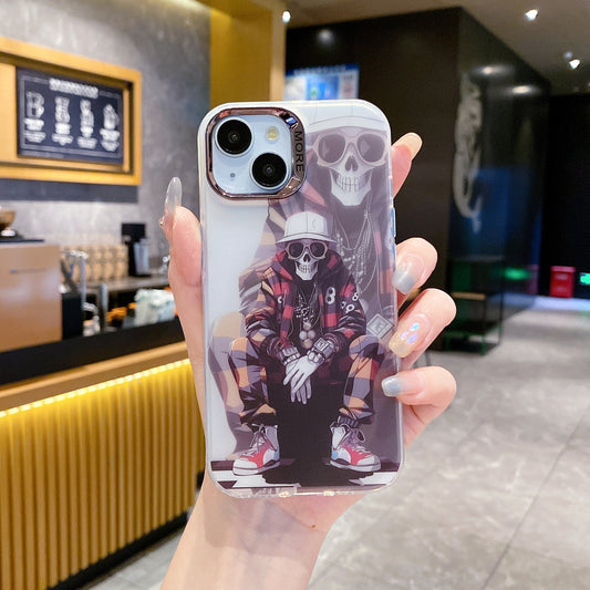 Apple iPhone 14 Plus/15 Plus Premium New Anime IMD Printed Gradient Back Case - Skull